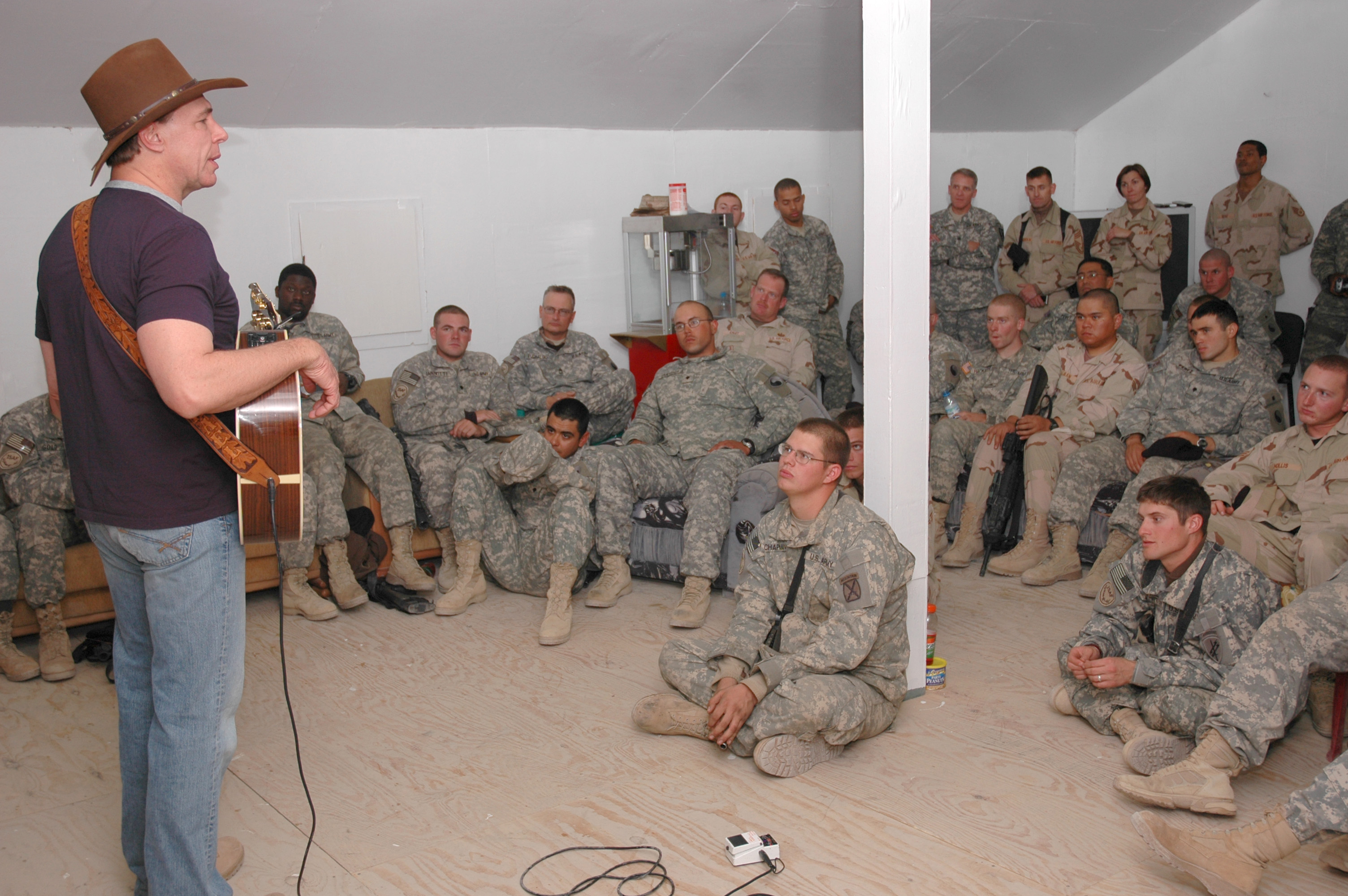 Michael Peterson, A Country Music Singer Here Courtesy Of The Uso, Speaks  To Servicemembers At Forward