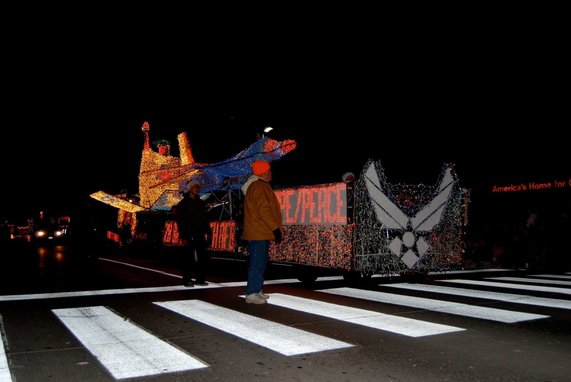Ellsworth participates in Festival of Lights parade Nov. 25. Forty-five volunteers began working on Ellsworth's float in late August and continued until the last of the lights were attached Nov. 24, the morning before the parade. Ellsworth won the Mayor's Choice award for non-profit.