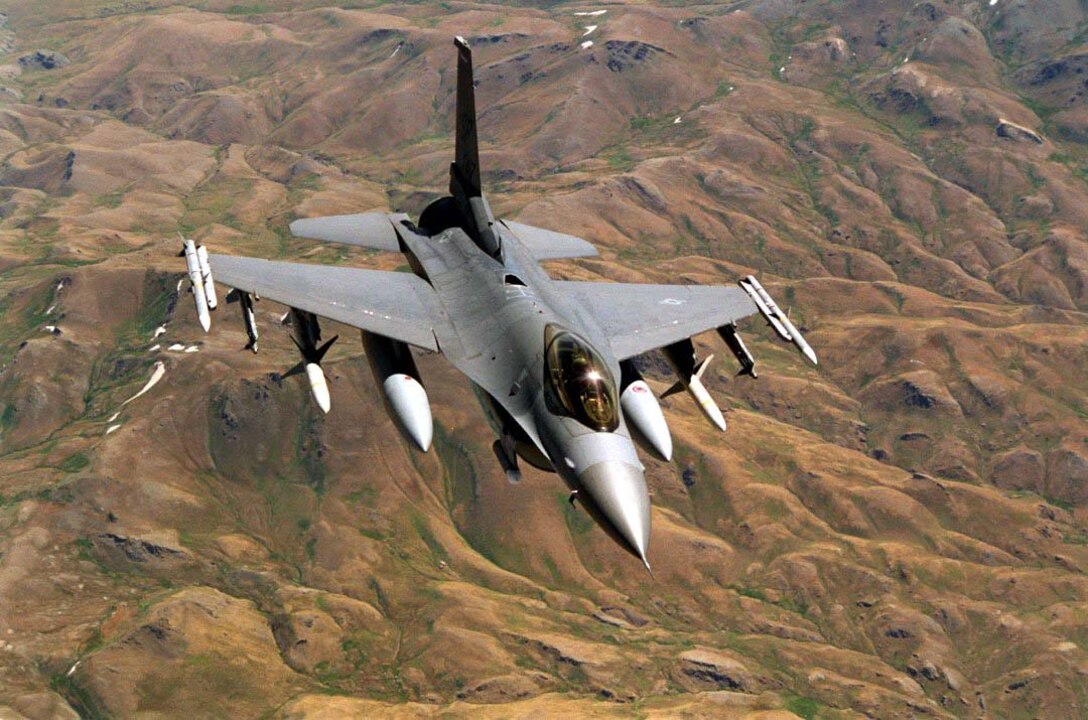 An F-16 Flying Falcon, similar to the one in this photo, crashed near Baghdad, Iraq, Nov. 27. (U.S. Air Force photo) 