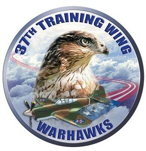 The 37th Training Wing Warhawk Logo includes a file photo of a Cooper's hawk. Chris Young/The State Journal-Register.