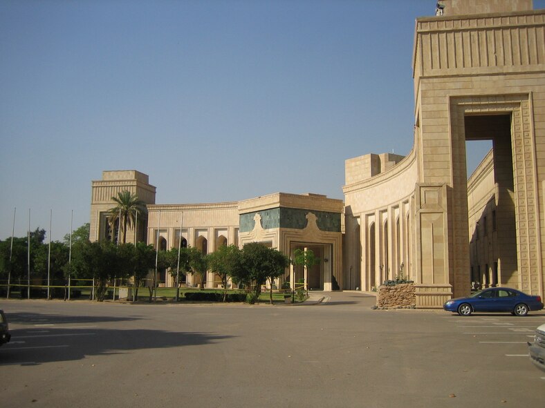 (Photo by Maj. Vince Cobb) Saddam Hussein’s former presidential palace in Baghad now serves as the U.S. Embassy. 