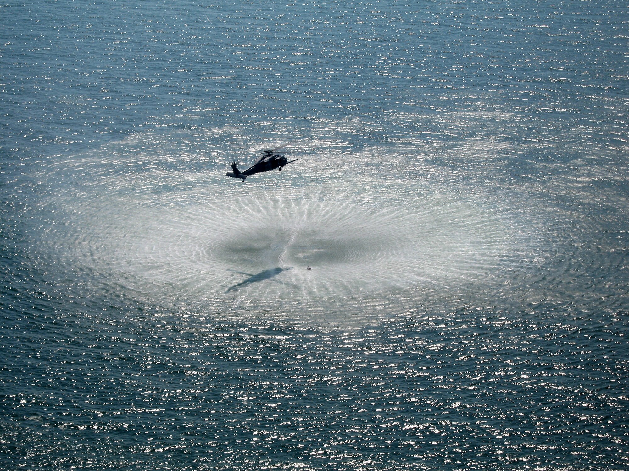 Air Force Reserve rescuers recover a boater who was missing for 18 hours in the Atlantic Ocean just off the coast of Jacksonville, Fla. Oct. 1.