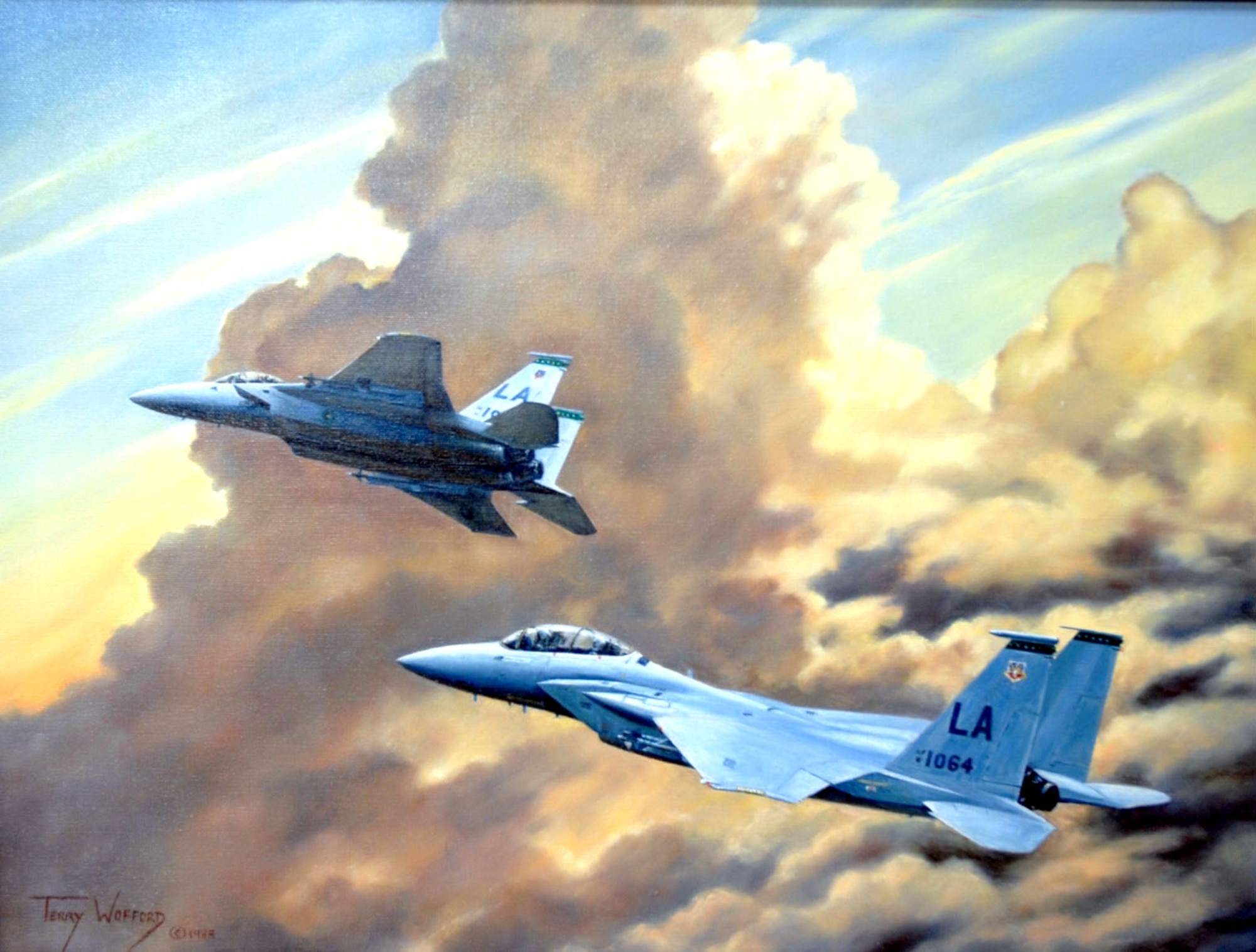 "Arizona Thunder" by Terry Wofford. This piece was chosen to represent 1974 in the National Museum of the U.S. Air Force's exhibit entitled "Heritage to Horizons
Commemorating 60 Years of Air & Space Power through Artists' Eyes."  The museum will be displaying 60 pieces of art, each representing a significant event for each year of Air Force history.  (U.S. Air Force art)