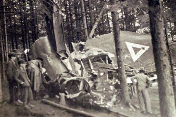 A photo donated to Joint POW/MIA Accounting Command by the landowner of depicts the site of a B-17 bomber crash May 10, 1944, near Vostenhof, Austria. The crash claimed the lives of 1st Lt. Stanley Dwyer and gunner Sgt. John Boros. (Courtesy photo)