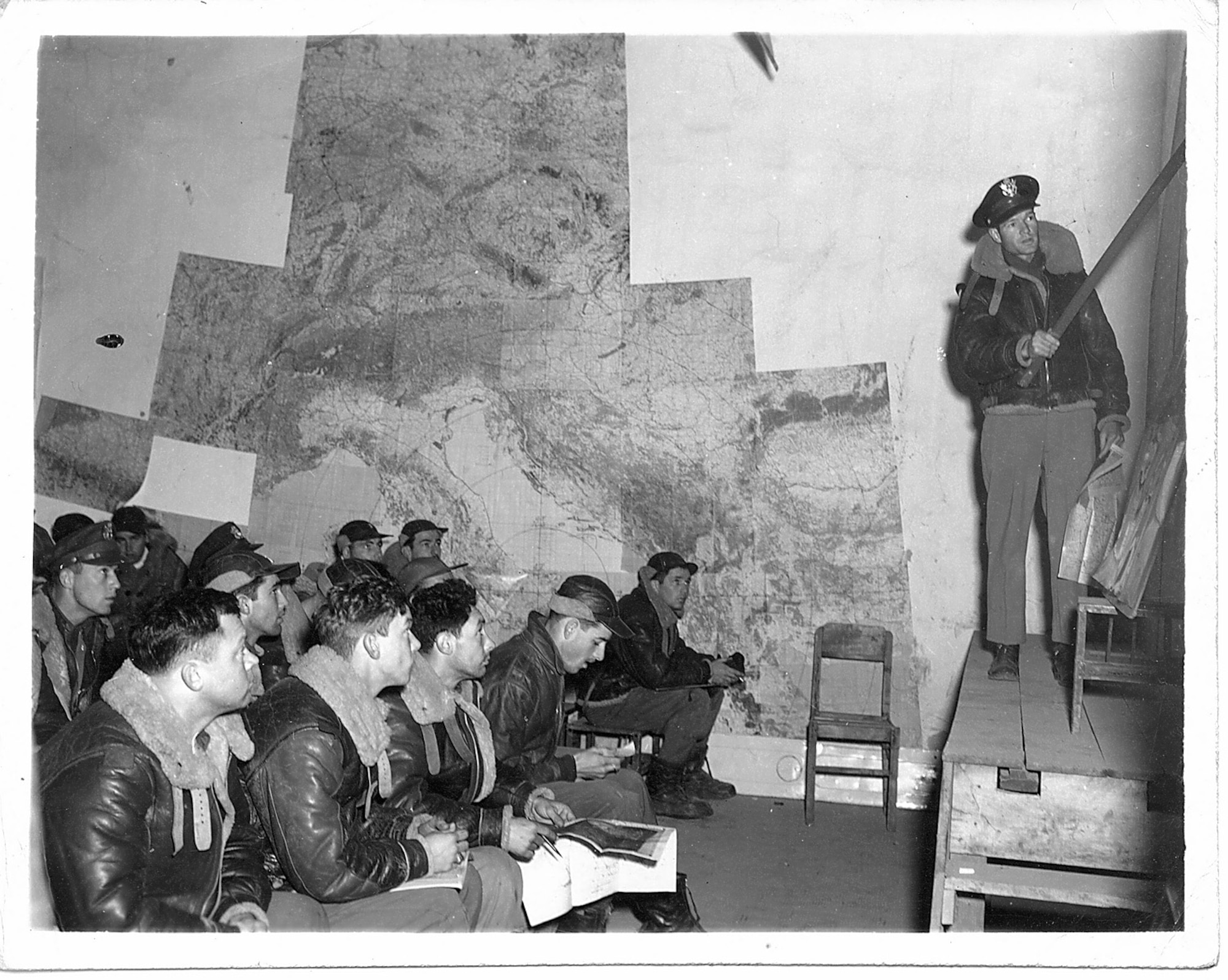 99th Bombardment Group aircrews get the details for the upcoming mission