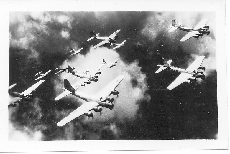 99th Bombardment Group B-17s in formation over Europe