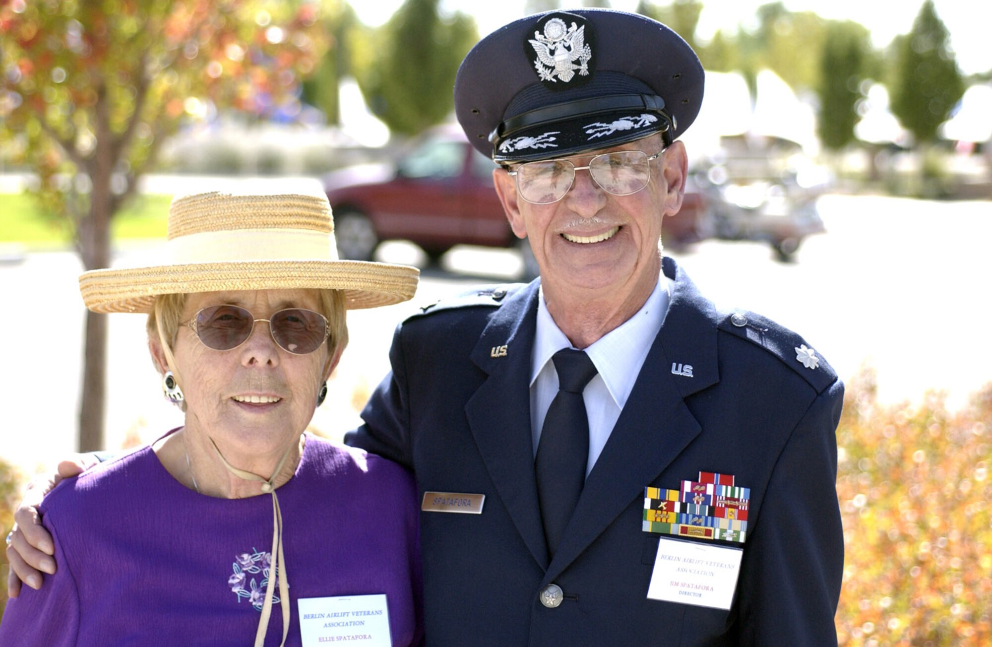 Retired Lt. Col. James and Ellie Spatafora attended the Berlin Airlift plaque dedication at Veterans Memorial Park in Albuquerque, N.M., Oct. 4. The Spatafores will celebrate their 57th anniversary Dec. 24. They met in Germany during the Berlin Airlift.  (U.S. Air Force Photo/Staff Sgt. Jeremy Larlee)