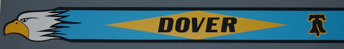 Dover Air Force Base's aircraft inventory will be receiving a new tail flash, a design painted on the tails of aircraft to represents a plane's origin and the units that fly them. Dover AFB's tail flash design is based on wing and state logos and colors. The eagle's head represents the 436th Airlift Wing, also known as the "Eagle Wing;" the Liberty Bell represents the 512th AW, also known as the  "Liberty Wing;" the colonial blue represents the background color of the Delaware state flag; and the diamond represents the first state. (U.S. Air Force photo/2nd Lt. Nicole Langley)