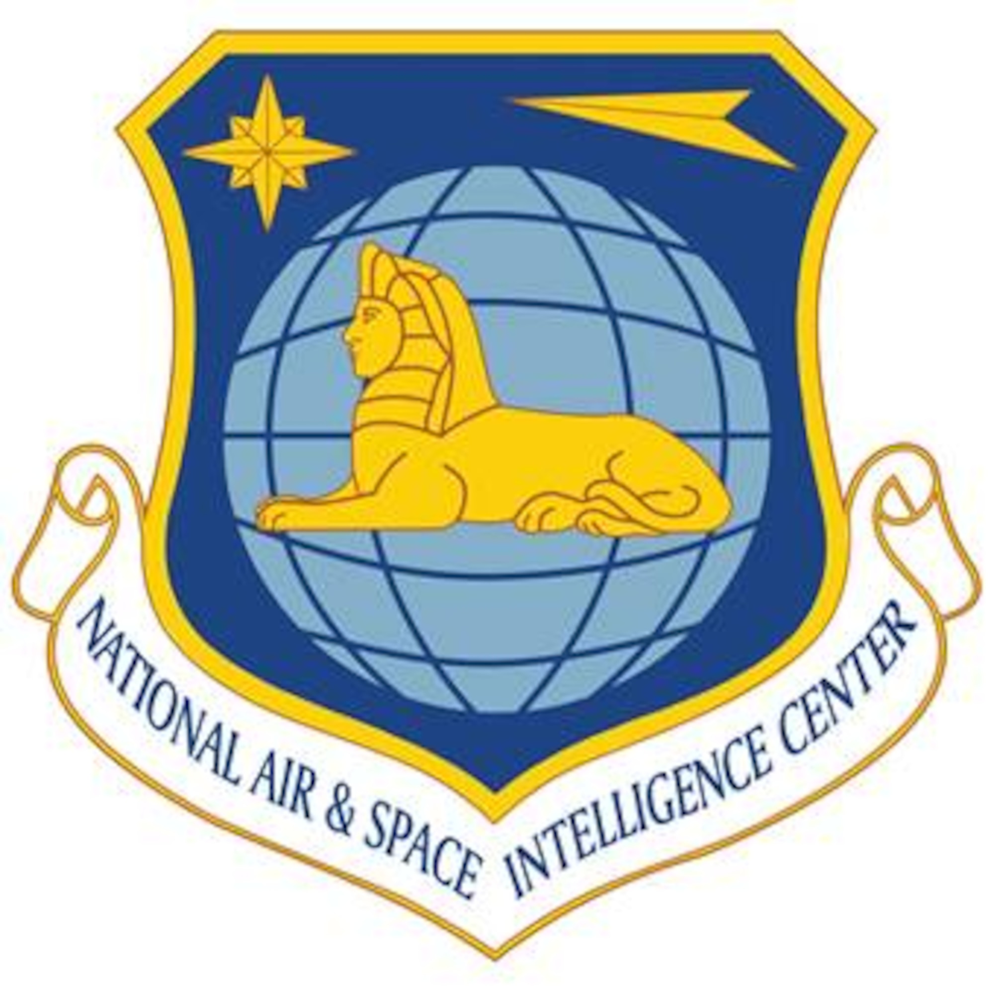 The shield of the National Air and Space Intelligence Center at Wright-Patterson Air Force Base, Ohio.  NASIC is a subordinate unit of the Air Force Intelligence, Surveillance and Reconnaissance Agency at Lackland Air Force Base, Texas.