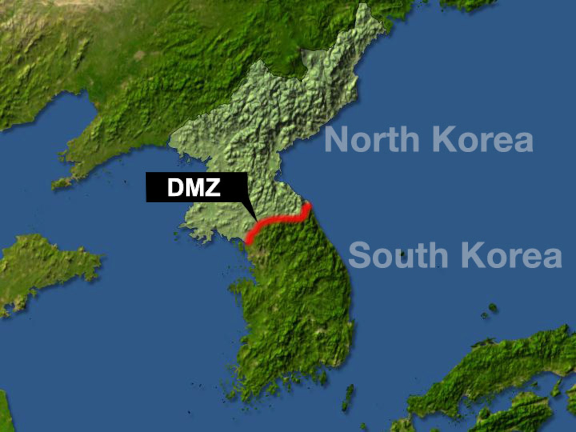 Map of Korea.  (U.S. Air Force graphic/Billy Smallwood)