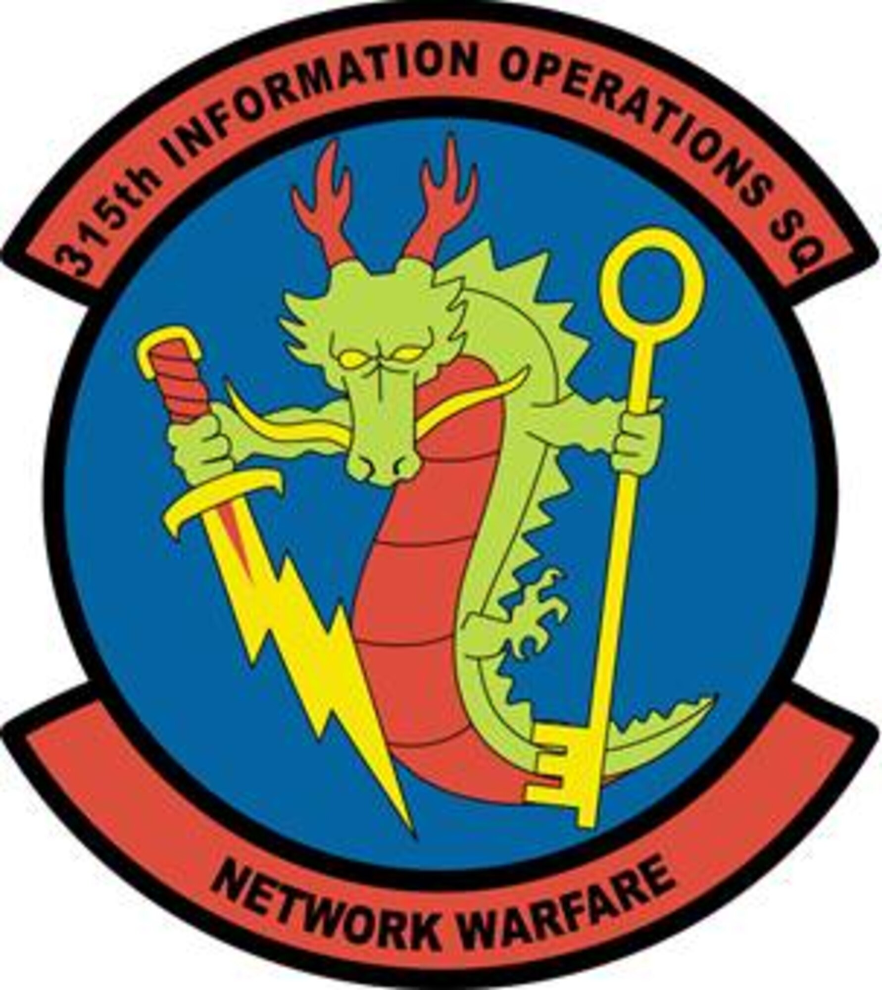 The shield of the 315th Information Operations Squadron, a unit of the 67th Network Warfare Wing at Lackland Air Force Base, Texas.