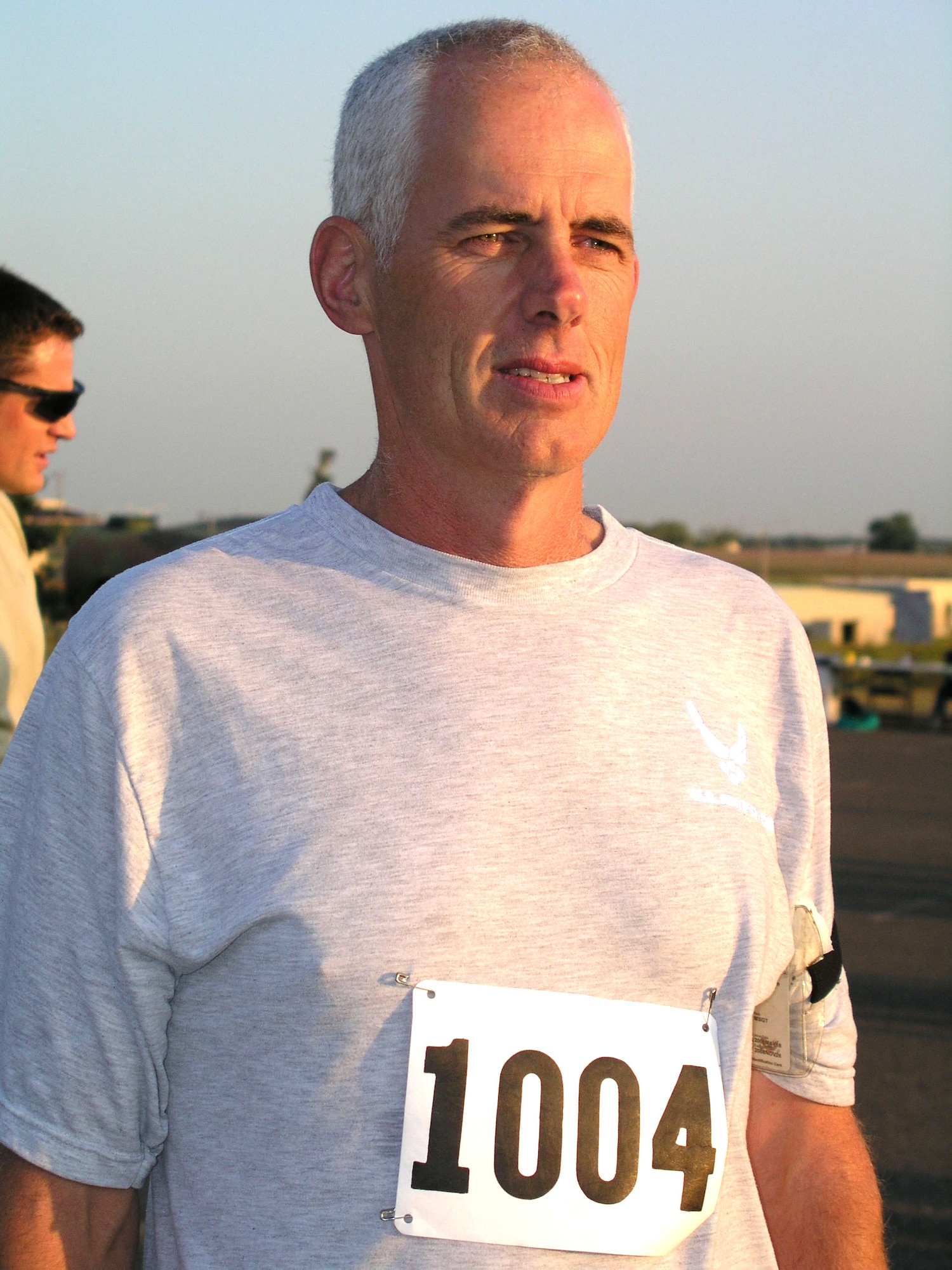 Master Sgt. Matt Thomas prepares to run a 10K. Sergeant Thomas, a jet engine mechanic for the 513th Aircraft Maintenance Squadron at Tinker Air Force Base, Okla., in 14 months increased his overall fitness score from 43 to 98.89. (U.S. Air Force photo)