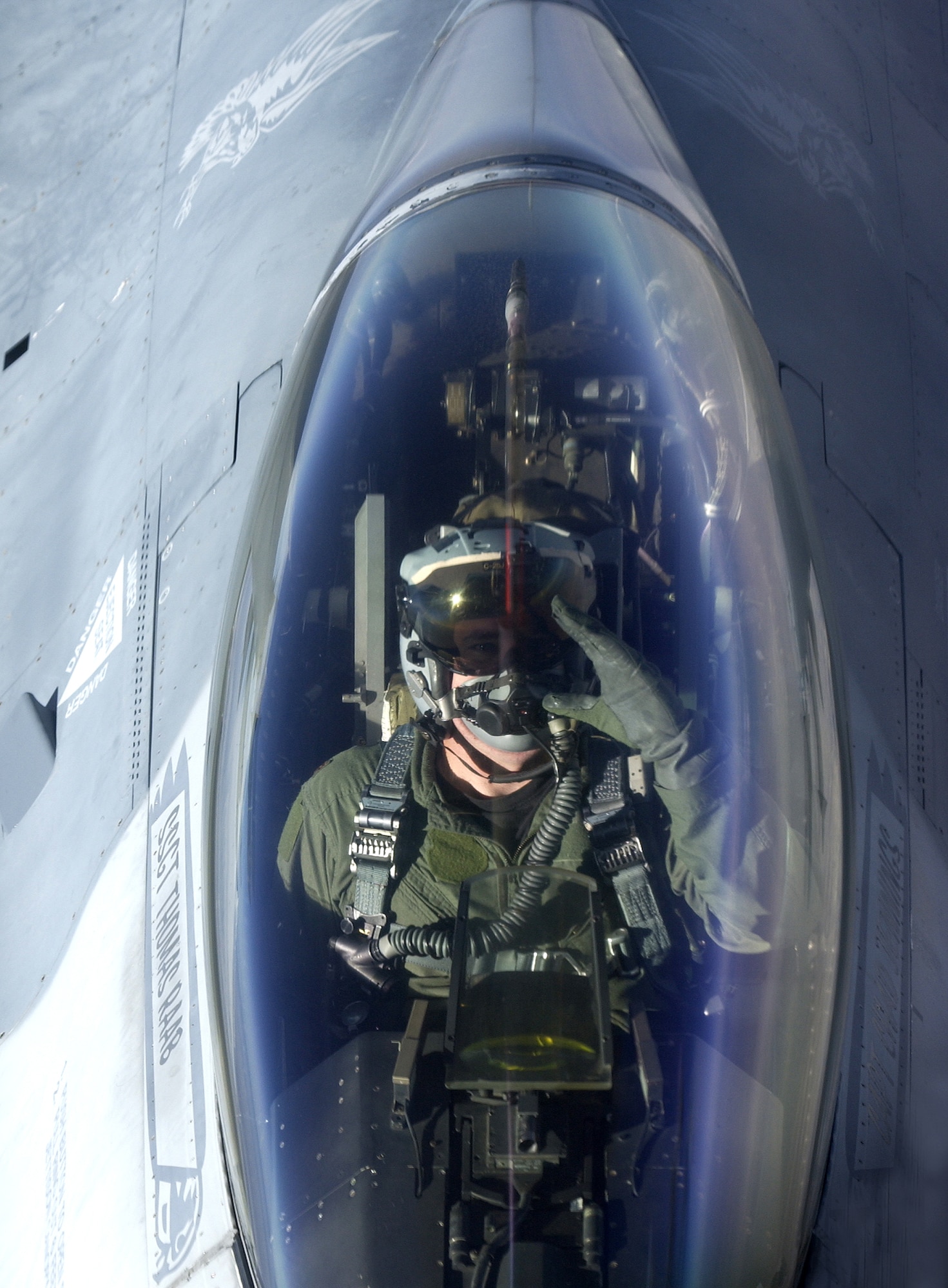 An F-16 Fighting Falcon approaches the boom on a KC-135 Stratotanker to refuel Oct. 11 during Red Flag 07-1 being held at Nellis AFB, Nev. Red Flag runs from Oct. 10 to 20 and tests aircrews' warfighting skills in realistic combat situations. The aircraft will be flying missions during the day and night at the nearby Nevada Test and Training Range where they will simulate an air war. U.S. servicemembers, with representatives from each branch of service along with coalition forces, are participating in Red Flag.  (U.S. Air Force photo/Master Sgt. Kevin J. Gruenwald)