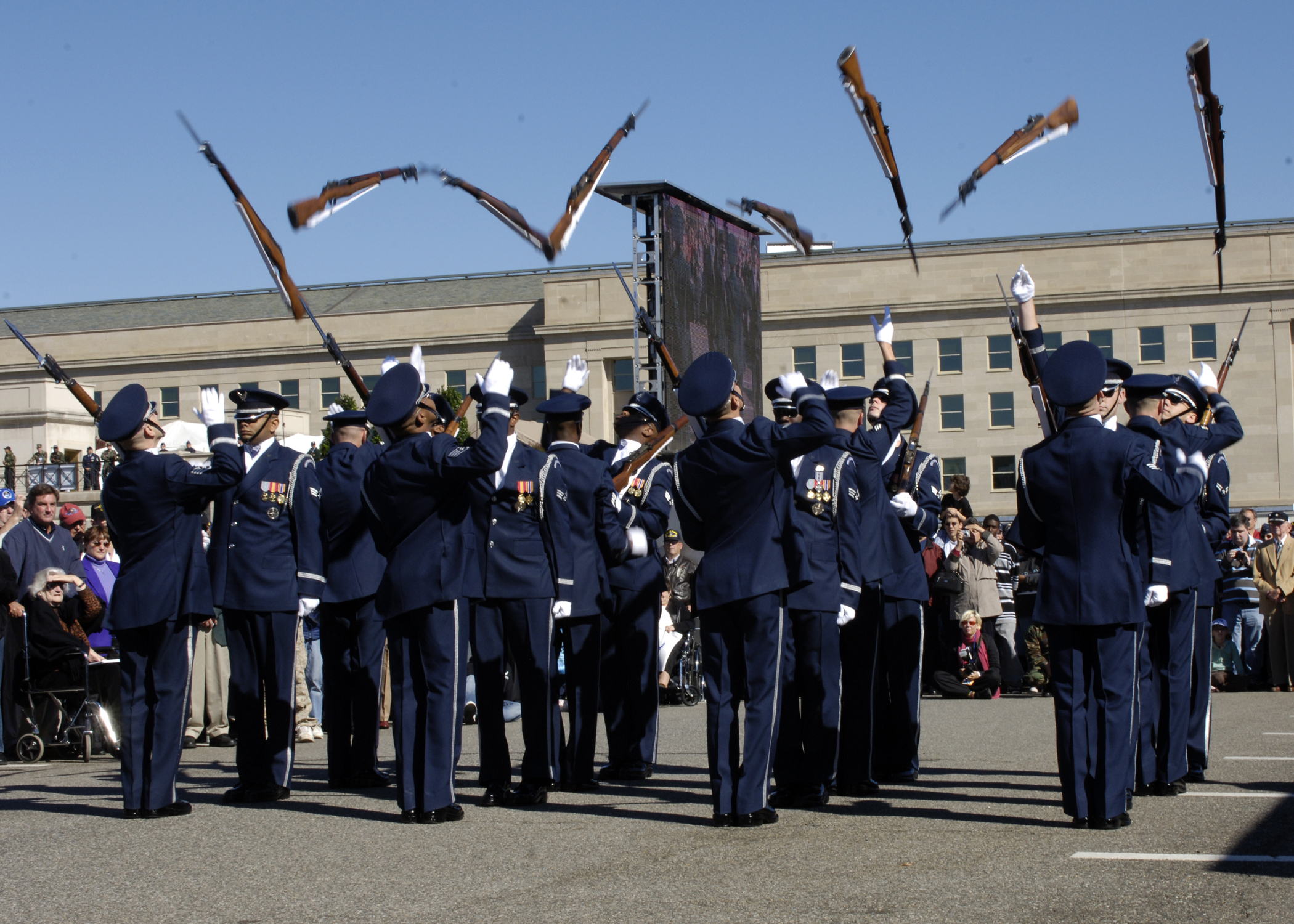 Air Force Drill Team demonstrates precision at Memorial Dedication