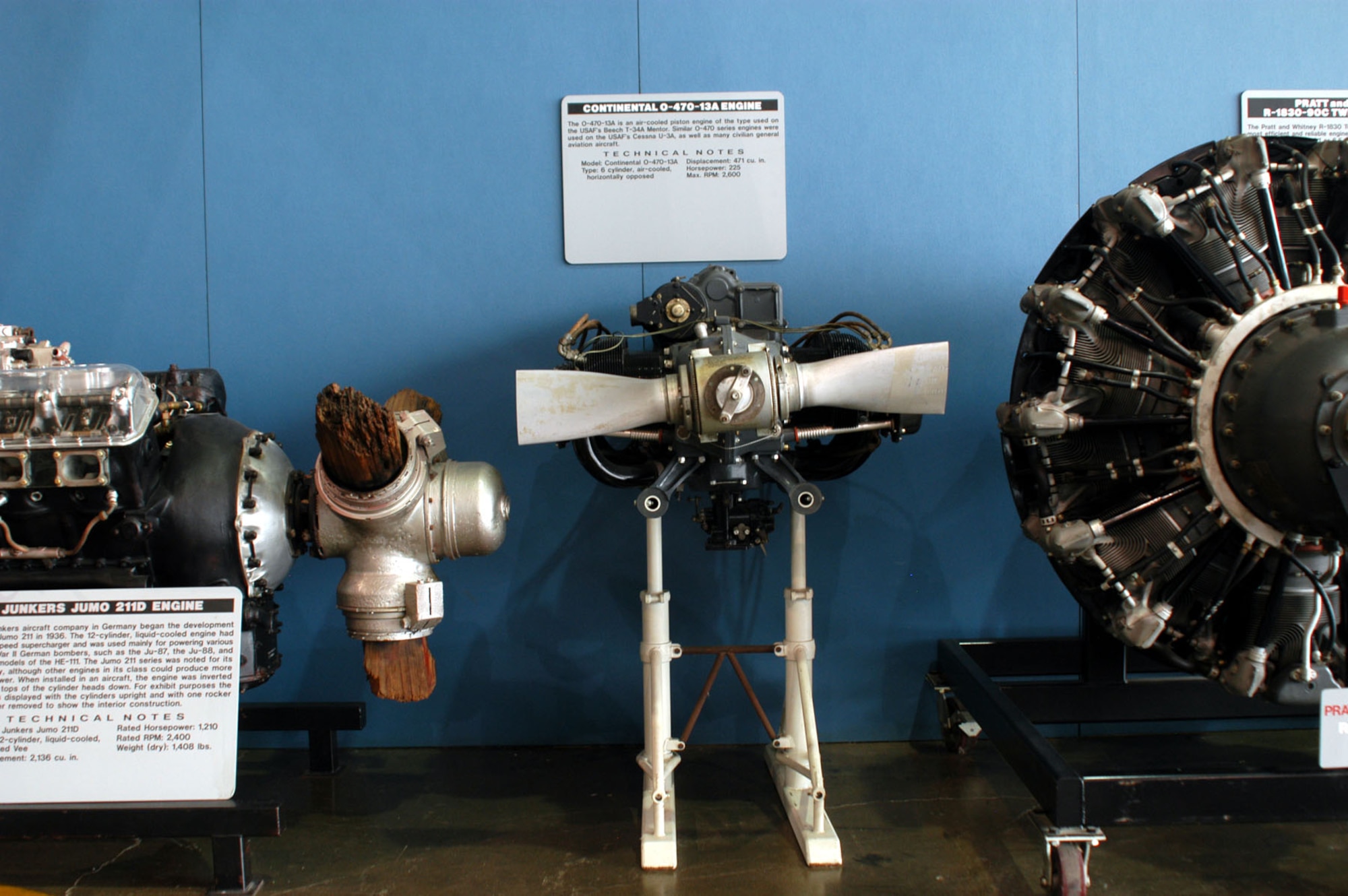 DAYTON, Ohio -- Continental O-470 engine on display in the Presidential Gallery at the National Museum of the United States Air Force. (U.S. Air Force photo)