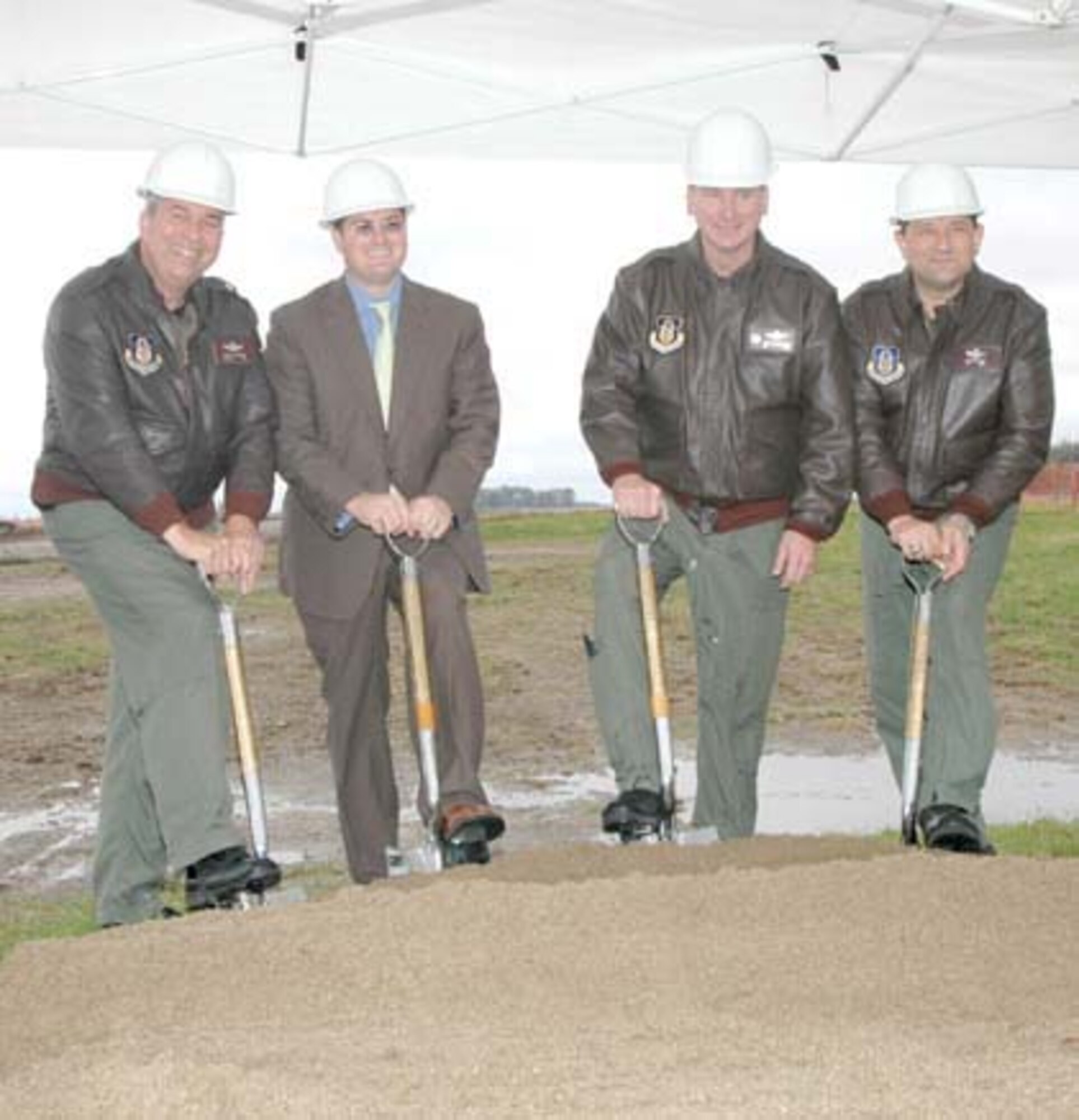 GRISSOM AIR RESERVE BASE, Ind -- A special groundbreaking ceremony was held at Grissom ARB on Oct. 17 for a new $5 million Radar Approach Control Facility.  Construction is slated for completion in January 2008.  Participating in the ceremony was Brig. Gen. Dean Despinoy, 434th ARW Commander; Matt Prine, staff member for Congressman Dan Burton; Col. Fritz Linsenmeyer, 434th Operations Group Commander; and Col. Max D'La Rotta, Division Chief, Flight Standards, Air Force Reserve Command Headquarters. (U.S. Air Force photo/TSgt Doug Hays)