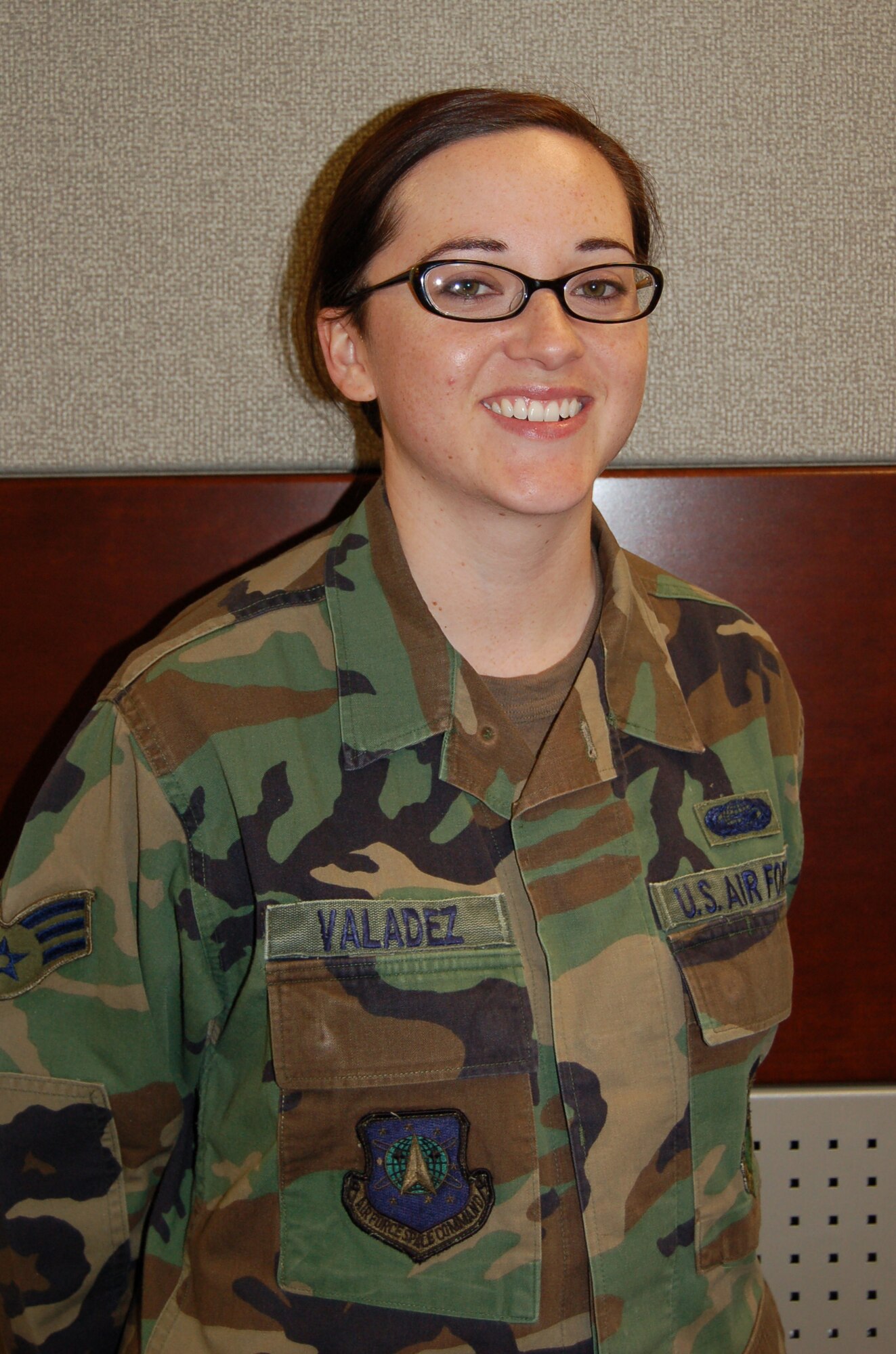 Senior Airman Amanda Valadez hails from Ogden, Utah. She is a personnelist in the 460th Operations Group Commander's Support Staff. (U.S. Air Force photo by Senior Airman Jacque Lickteig)