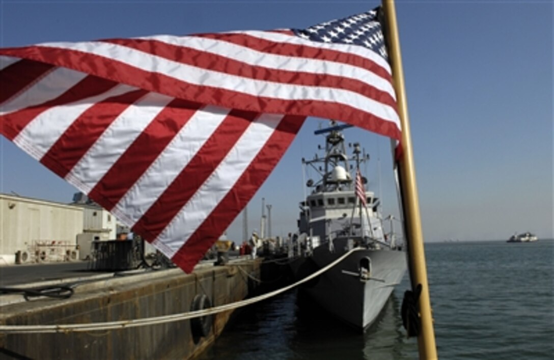 A U.S. Coast Guard patrol boat sits moored at Salman Pier in Manama, Bahrain, Oct. 17, 2006. The Joint Civilian Orientation Conference 72 is traveling to several countries in the U.S. Central Command area of responsibility, including the Horn of Africa. 
