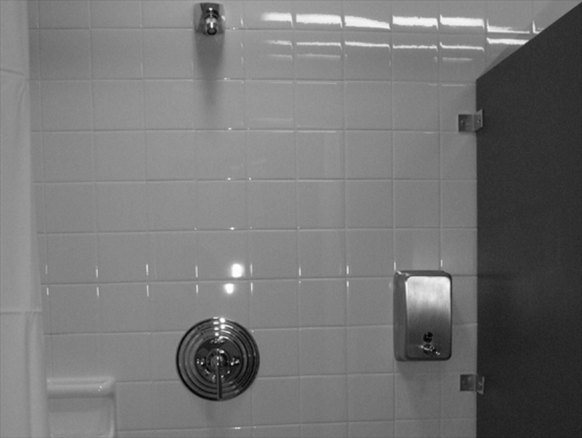 Renovations inside the men's locker room include the sauna, additions to the shower area, new tiling and shower fixtures, new ceiling, and a complete overhaul of the heating and air conditioning system.  (U.S. Air Force photo/Kelly Twedell)