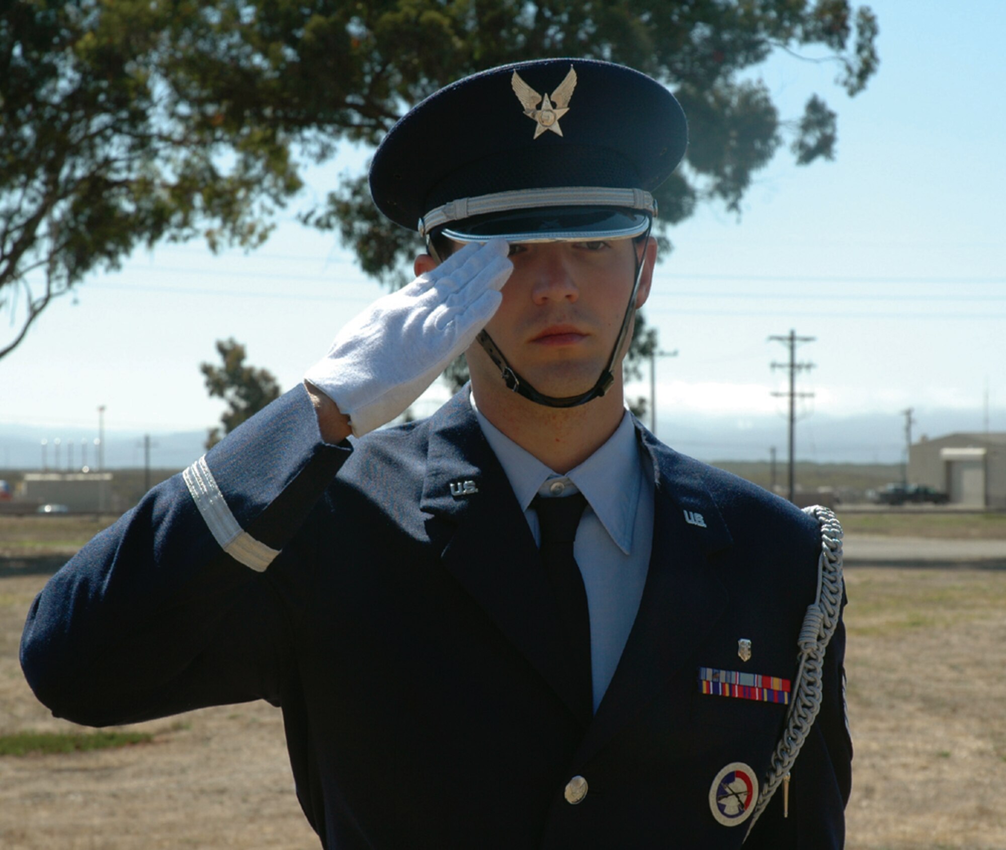 Staff Sgt. Aaron Gray, 30th Medical Group recently accepted an assignment to serve on the United States Air Force Honor Guard at Bolling AFB, D.C. Sergeant Gray has served on the base honor guard for three years.(Air Force photo/Staff Sgt. Allen Puckett)