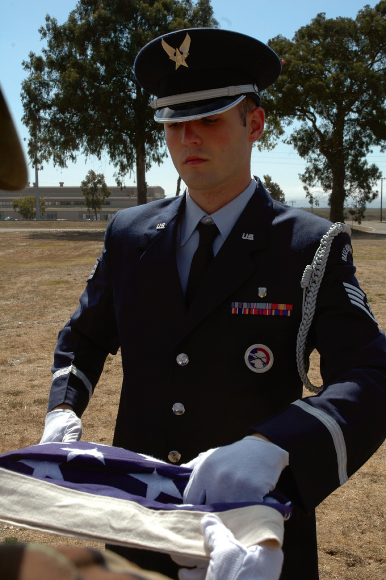 Staff Sgt. Aaron Gray, 30th Medical Group recently accepted an assignment to serve on the United States Air Force Honor Guard at Bolling AFB, D.C. Sergeant Gray has served on the base honor guard for three years.(Air Force photo/Staff Sgt. Allen Puckett)