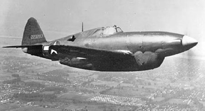 Republic XP-47H in flight. (U.S. Air Force photo)