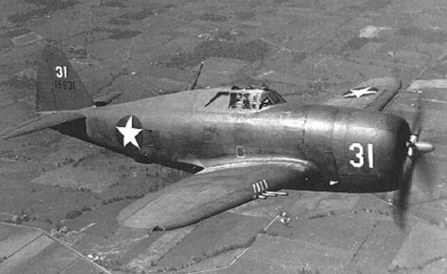 Republic P-47B-RA in flight. (U.S. Air Force photo)