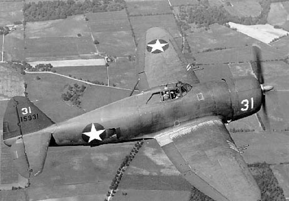 Republic P-47B-RA (S/N 41-5931) in flight. (U.S. Air Force photo)