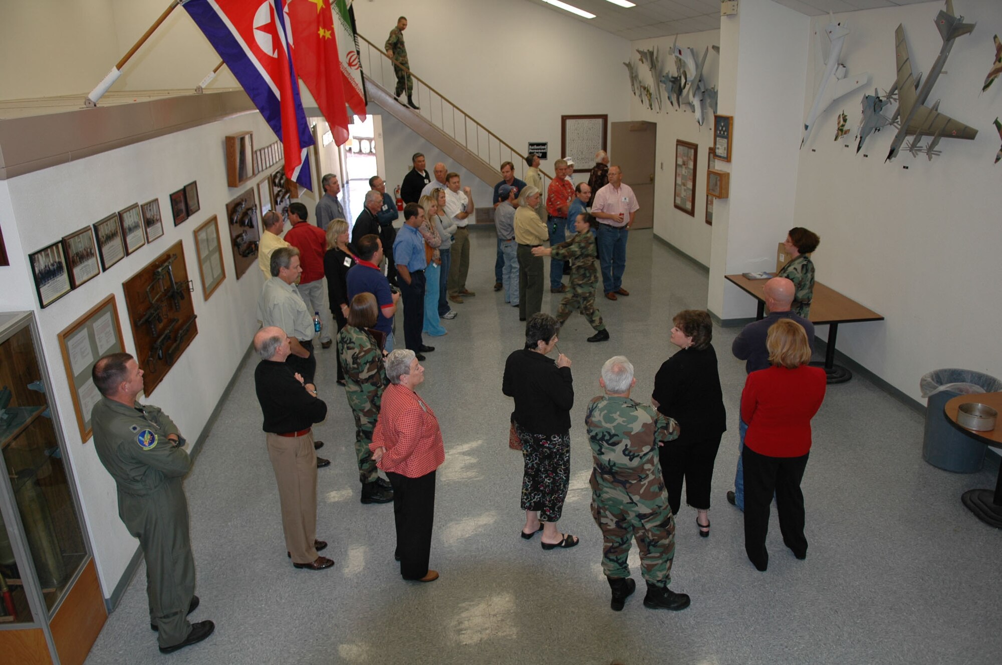 Civic leaders are briefed by staff members at the Threat Training Facility upon their arrival Oct. 12 during the 2006 Wing Civic Leader Tour to Nellis AFB, Nev., Oct. 11-12. (U.S. Air Force photo/Tech. Sgt. Sherri Savant)
