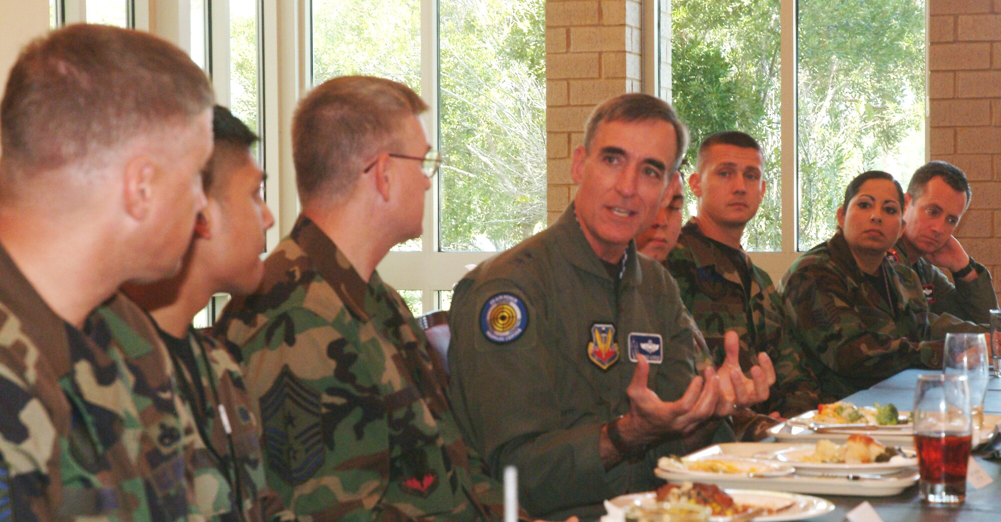 Maj. Gen. Mike Worden, USAFWC/CC visits the 53d Wing enlisted.  Photo by Staff Sgt. Samuel King Jr.    