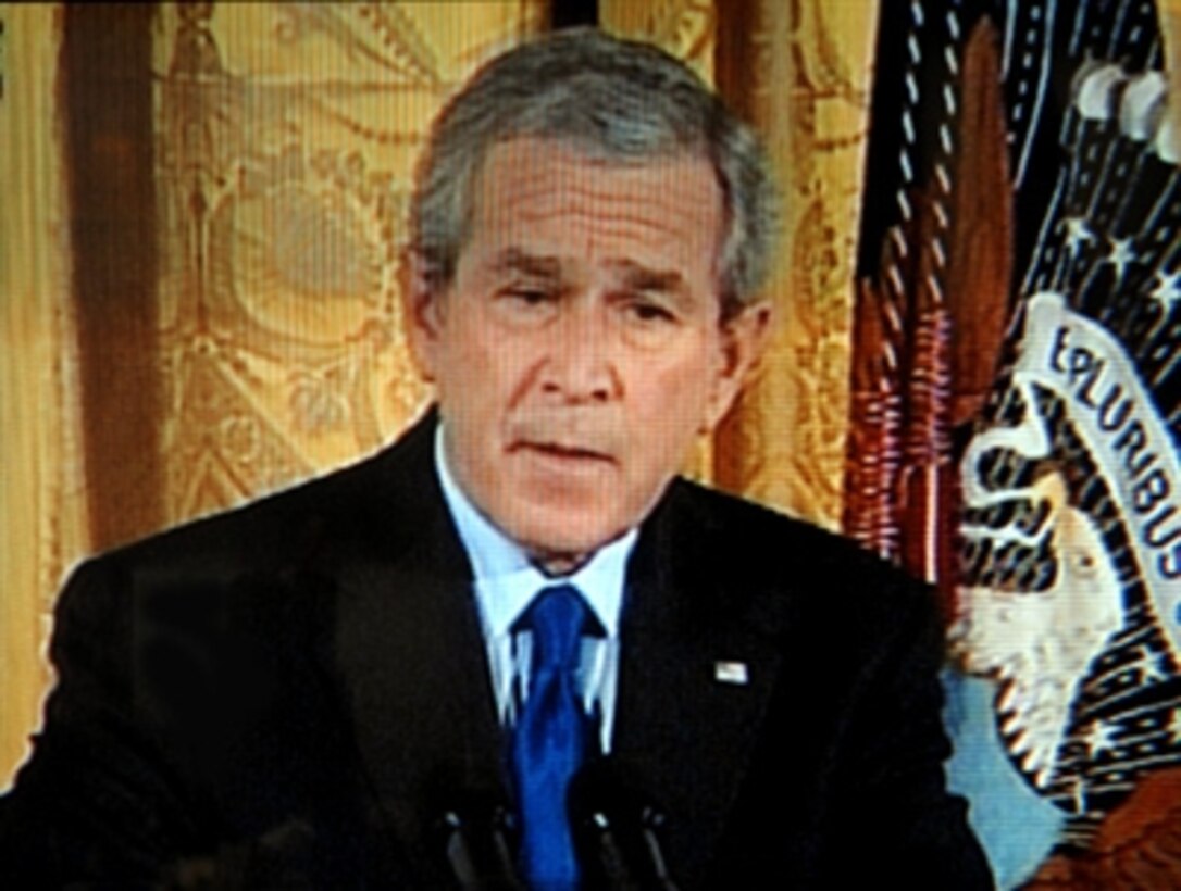 President George W. Bush conducts a press briefing from the East Room at the White House, Oct. 25, 2006.