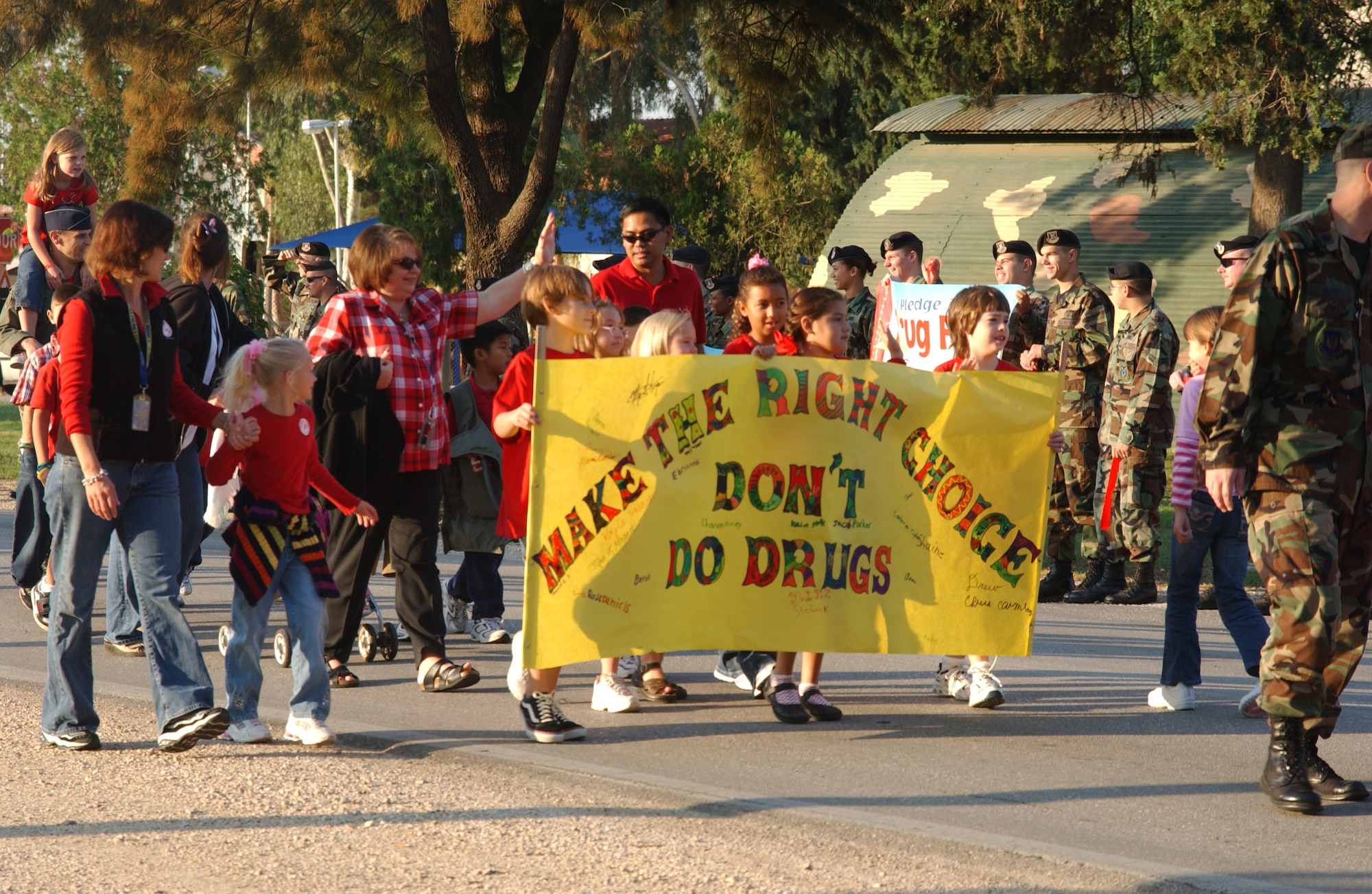 Incirlik American School elementary students take part in the Red Ribbon Week parade against drugs, Oct. 26.  (U.S. Air Force photo by Airman Kelly LeGuillon)