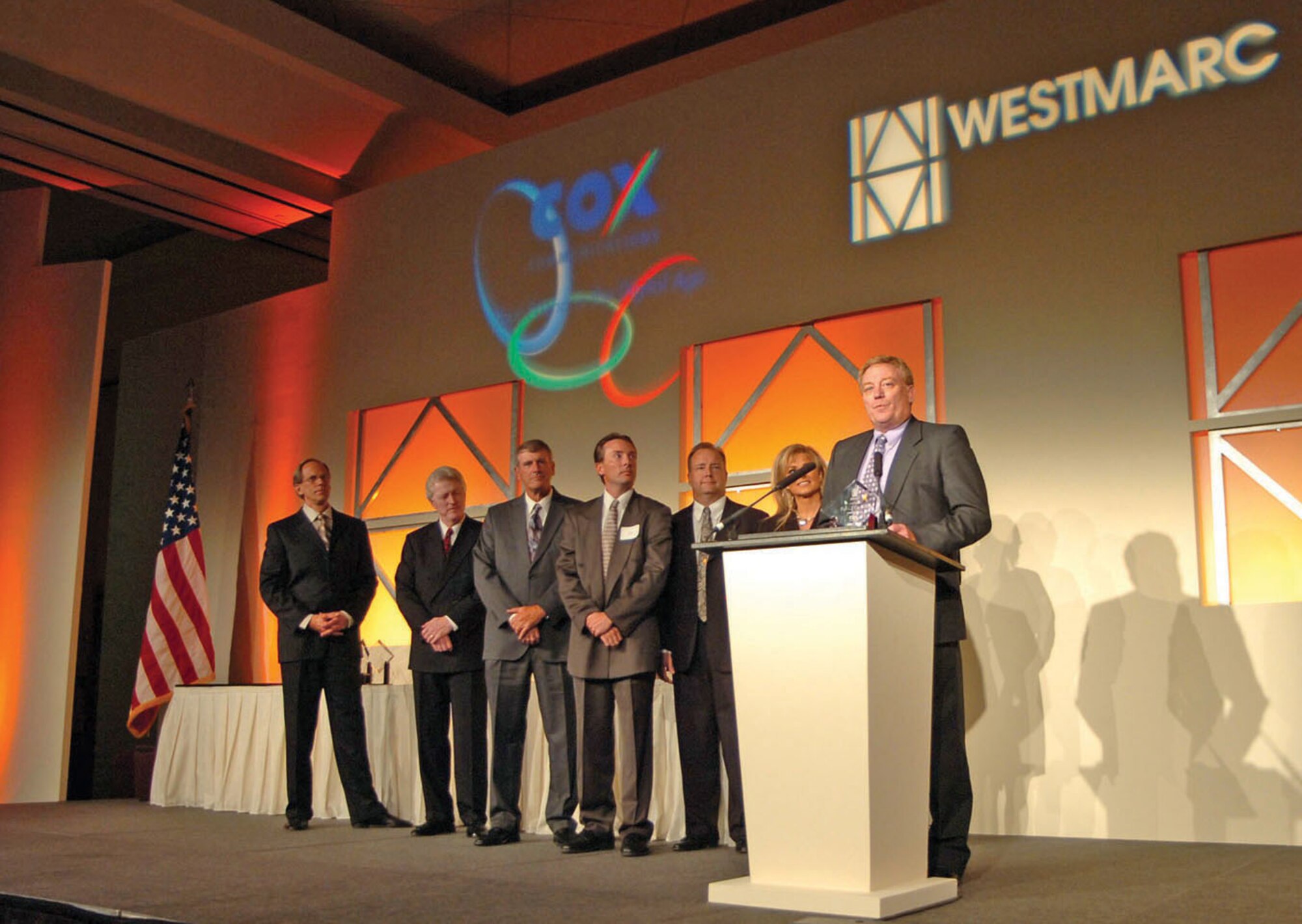 Rusty Mitchell, Community Initiatives Team director, accepts the Best of the West Award in October 2005 at the Glendale Civic Center.