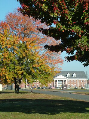 WESTOVER AIR RESERVE BASE, Mass. -- The newer Marine Corps building is situated behind the New England camouflage of fall on the 62 year-old-base built originally for the Army Air Corps in World War II. The Marines are part of the Westover family where trained members of the Air Force Reserve, Army Reserve, Navy Reserve, also await their call to serve their country. Westover's reservists have deployed across the world in support of Operations Iraqi and Enduring Freedom. (U.S. Air Force photo/Master Sgt. W.C. Pope) 