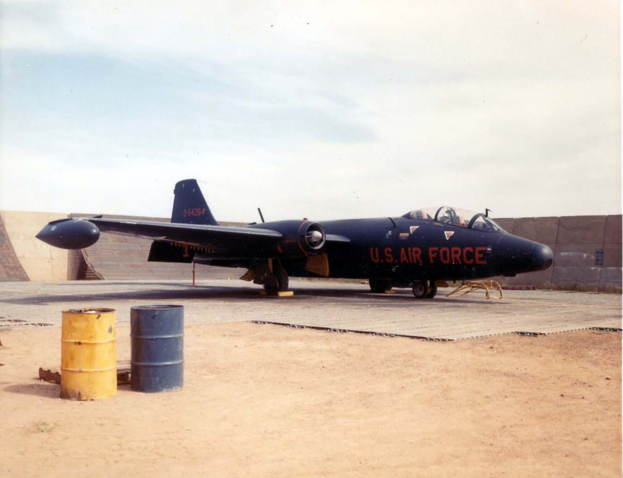 Martin RB-57E "Patricia Lynn" 3/4 front view at Da Nang AB, South Vietnam, in January 1964. Aircraft was originally B-57E (S/N 55-4264). This aircraft was lost on Oct. 25, 1968. (U.S. Air Force photo)
