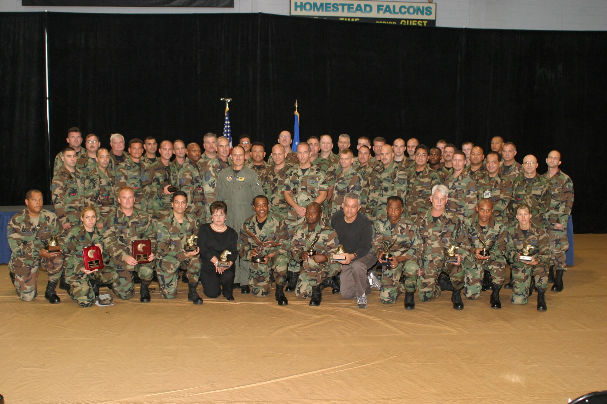 Winners of the 482 Maintenance Group’s “Maintenance Professionals of the Year” pose for a photo after a formal ceremony at Homestead ARB, Fla., on Oct. 15.  The ceremony also included the recognition of 14 dedicated crew chiefs (Air Force photo by Tech. Sgt. Paul Dean).