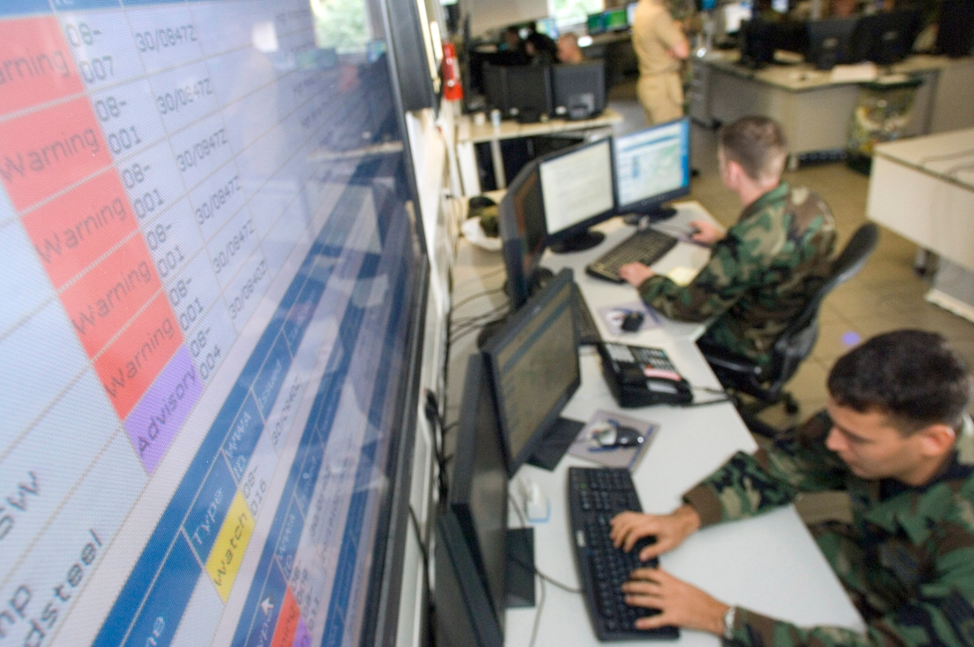 The 20th Operational Weather Squadron forecasters at Sembach Air Base, Germany, forecast weather for Europe and its surrounding bodies of water. (U.S. Air Force photo/Master Sgt. John Lasky) 
