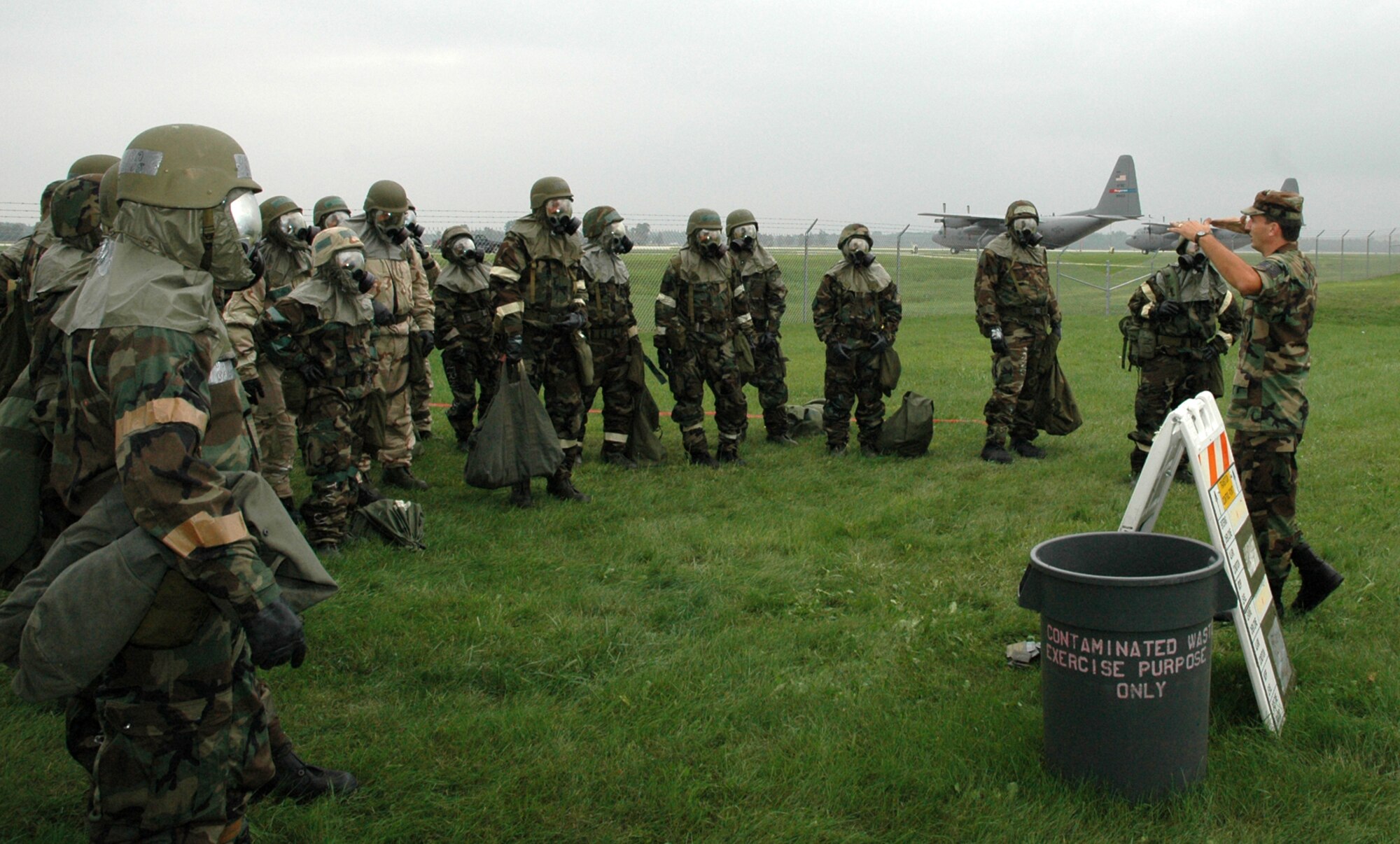 VOLK FIELD COMBAT READINESS TRAINING CENTER, Wisc.--Airmen from the Air Force Reserve's 910th Airlift Wing, Youngstown Air Reserve Station, Ohio receive combat skills training here during a wartime skills training exercise deployment Aug. 24-27.  U.S. Air Force photo/Tech. Sgt. Ken Sloat