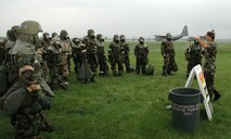 VOLK FIELD COMBAT READINESS TRAINING CENTER, Wisc.--Airmen from the Air Force Reserve's 910th Airlift Wing, Youngstown Air Reserve Station, Ohio receive combat skills training here during a wartime skills training exercise deployment Aug. 24-27.  U.S. Air Force photo/Tech. Sgt. Ken Sloat