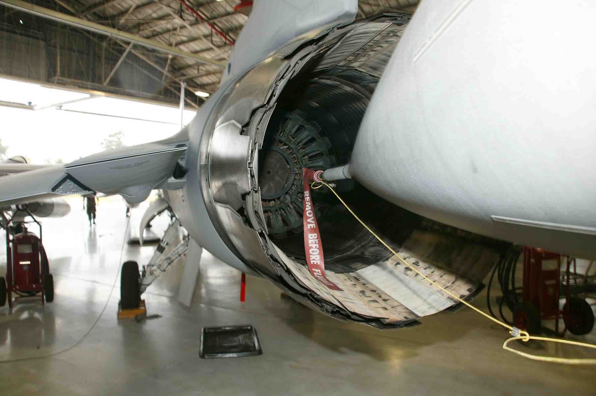 Shaw maintainers packed multiple F-16s from the 77th, 79th and 55th Fighter Squadrons into the hangar with precision and skill. They were packed in so tightly that the noses of F-16s were entering the exausts of other F-16s. (U.S. Air Force photo/Senior Airman John Gordinier)