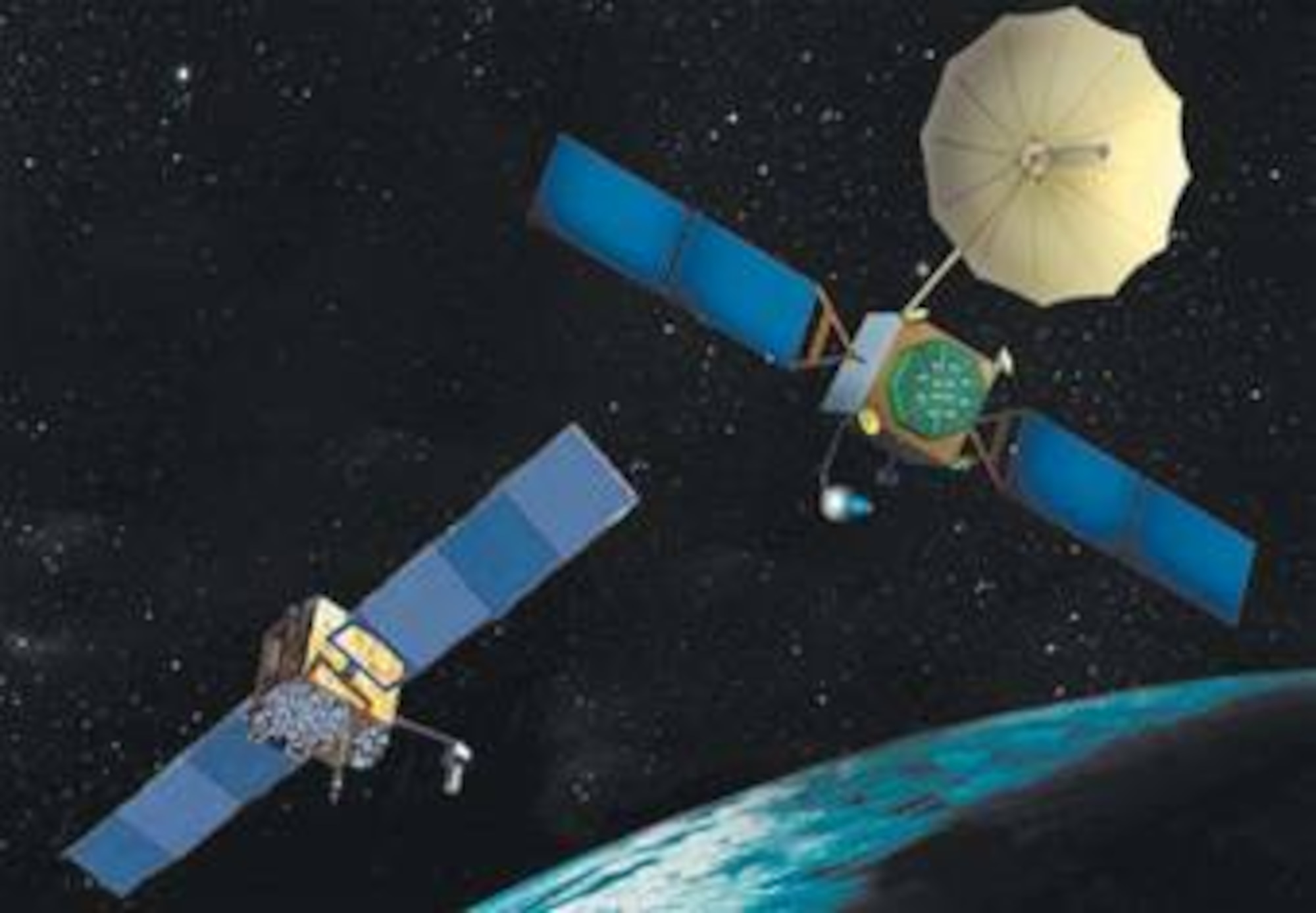 Global Positioning System satellites stationed in key positons in outer space provide vital service to both the military and civilian users.