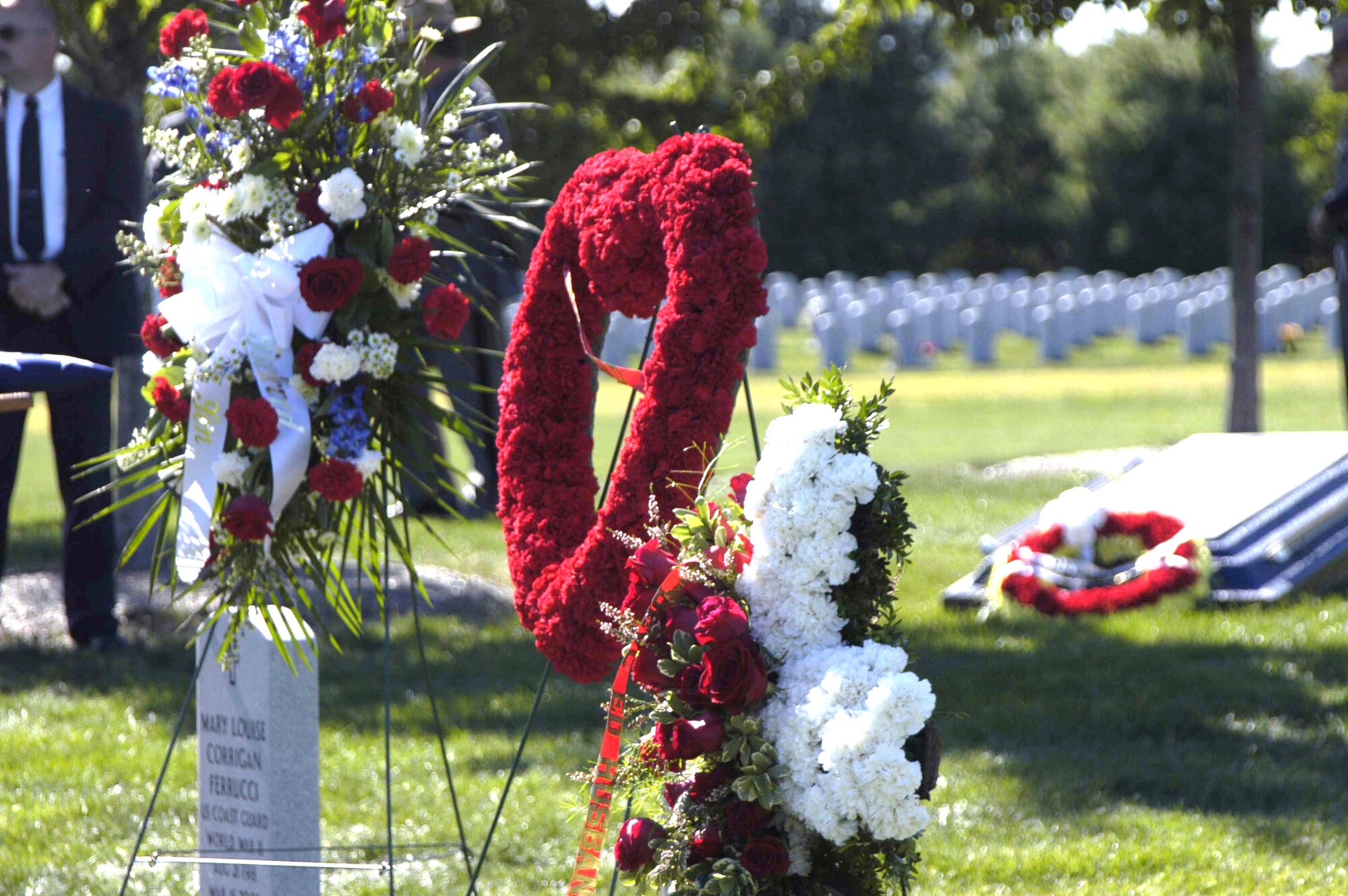 More than 100 Airmen from the New York Air National Guard's 109th Airlift Wing attended the funeral of Master Sgt. Joseph Longobardo Sept. 11.  Sergeant Longobardo, a guardsman with the 109th Security Forces Squadron, was a New York State Police officer who was killed in the line of duty Sept. 3 while participating in the manhunt for fugitive Ralph "Bucky" Williams.  (U.S. Air Force photo/Master Sgt. Willie Gizara)