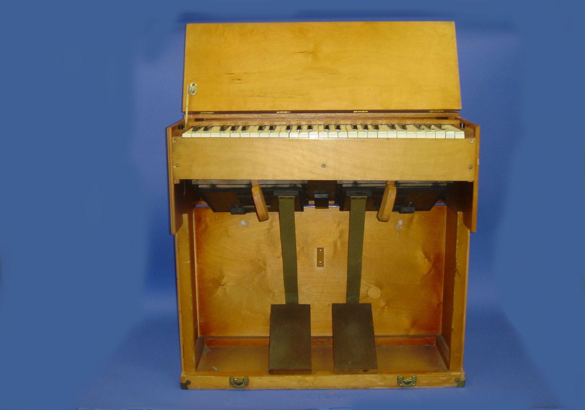 This organ was used by chaplains traveling to forward locations to minister to the troops during World War II. Before coming to the National Museum of the United States Air Force, it belonged to the 116th Air Control Wing Chaplain's Office at Warner-Robins Air Force Base. (U.S. Air Force photo)