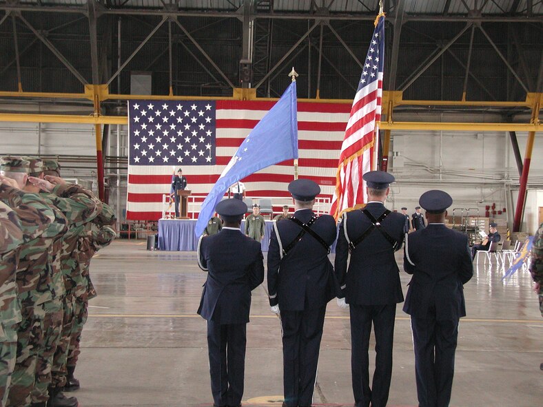 The 932nd Airlift Wing Honor Guard members at Scott AFB, Ill., prepare to present the colors.  Air Force Reserve Command has honor guard members around the United States.  Would you like to join?  Call a recruiter at 1-800-257-1212