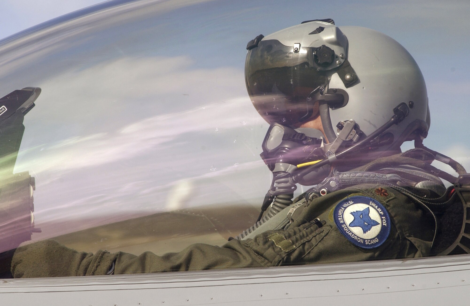 Maj. Abu Ghandi prepares to take off from Kadena Air Base, Japan, Sept. 11. Twelve aircraft and more than 300 Airmen from the South Carolina Air National Guard's 157th Fighter Squadron are deployed to Kadena to conduct theater orientation training. Major Ghandi is an F-16 Fighting Falcon pilot assigned to the 157th FS. (U.S. Air Force photo/Master Sgt. Marvin R. Preston) 