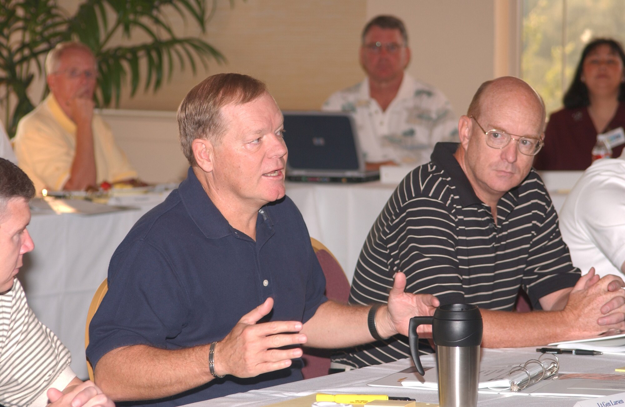 RANDOLPH AIR FORCE BASE, Texas -- Lt. Gen. Dennis R. Larsen, Air Education and Training Command vice commander, discusses the concepts behind balanced scorecard. (U.S. Air Force photo)