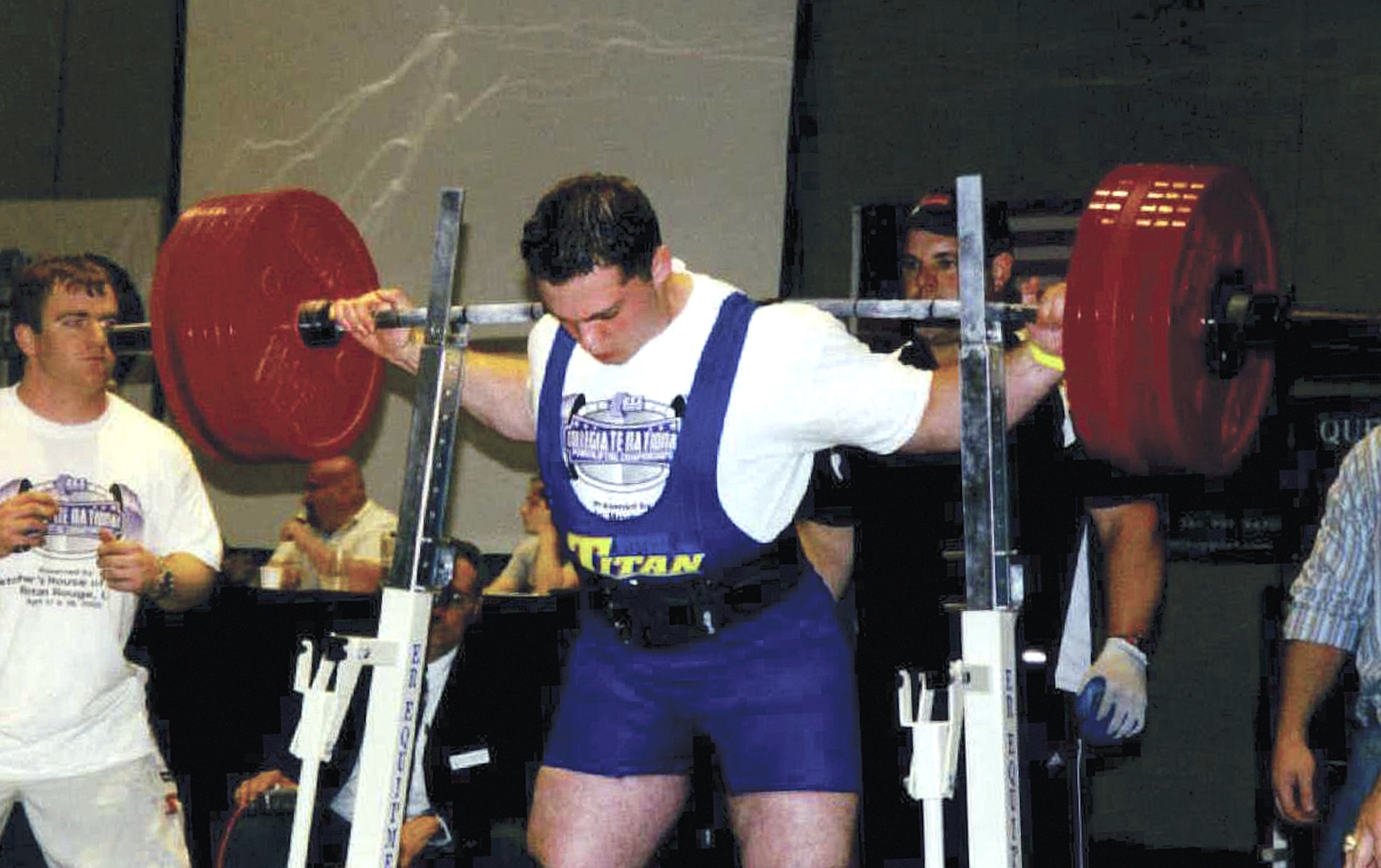 Air Force Academy Cadet First Class Michael Tuchscherer prepares to lift during a previous competition.  He took first place in his weight class during the Junior World Powerlifting Championships Sept. 9 in Sofia, Bulgaria.  (Courtesy photo)