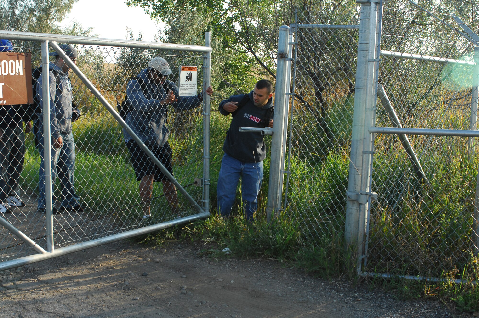 MINOT AIR FORCE BASE, N.D. -- The purpose of the Neighborhood Sensor Program is to monitor and report suspicious activity similar to when these unauthorized individuals gained access through the fence along the base perimeter during Exercise Prairie Defense Wednesday. (U.S. Air Force photo by Staff Sgt. Joe Laws)