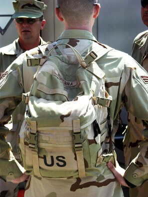 Air Force Reservist Senior Airman Ryan McKenna stands ready to deploy to Southwest Asia on Sept. 11 along with approximately 30 other members of the 42nd Aerial Port Squadron here.  The squadron has deployed every year since 2001.  They handle cargo on military jets, schedule passengers and fuel and service some aircraft.