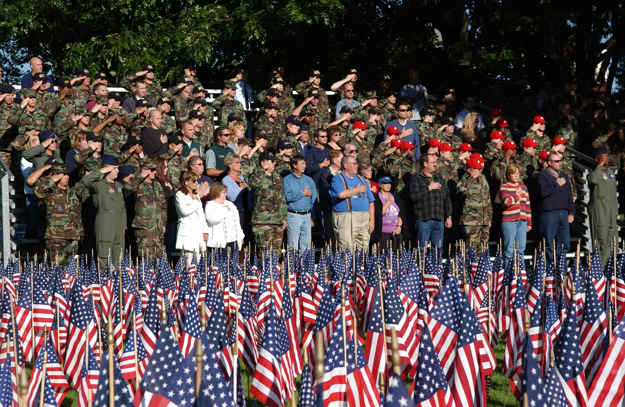 MCCHORD AIR FORCE BASE, Wash. --
Team McChord honors the valor and courage of those who died on Sept. 11, 2001 in a ceremony Monday at the base parade grounds, outside of Bldg. 100. More than 400 people attended the event hosted by the 446th Airlift Wing, including Washington’s Gov. Christine Gregoire.
(U.S. Air Force photo by Abner Guzman)
